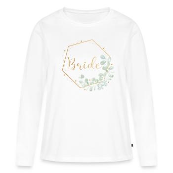 Eucalyptus Heart Menthe - Mariée - T-shirt manches longues Premium bio Femme - blanc - Devant - Julia (174cm)