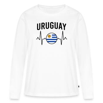 Uruguay Heartbeat - T-shirt manches longues Premium bio Femme - blanc - Devant - Julia (174cm)