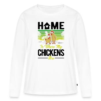 Poulets Accueil Poulet Poulet Poulet - T-shirt manches longues Premium bio Femme - blanc - Devant - Julia (174cm)