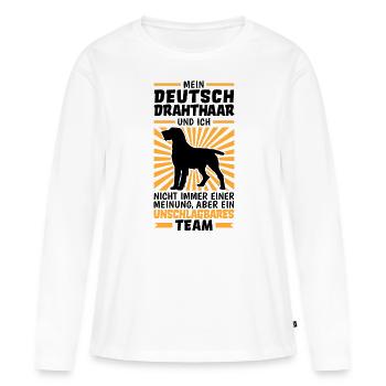 Mein Deutsch Drahthaar und Ich sind unschlagbar - Frauen Premium Bio Langarmshirt - Weiß - Vorne - Julia (174cm)