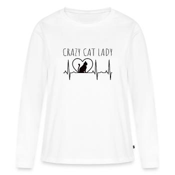 Chats Chat domestique Battement de cœur - T-shirt manches longues Premium bio Femme - blanc - Devant - Julia (174cm)