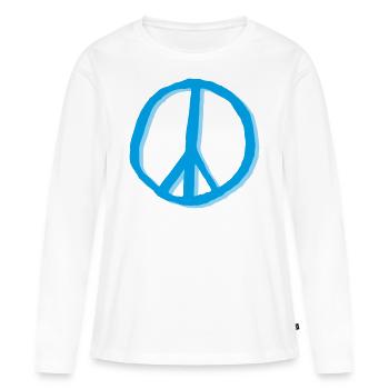 Signe de paix Signe de paix Signe de paix - T-shirt manches longues Premium bio Femme - blanc - Devant - Julia (174cm)