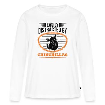Easily distracted by Chinchillas - Women's Premium Organic Long Sleeve Shirt - white - Front - Julia (174cm)