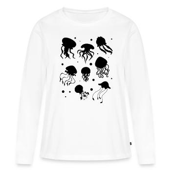 Méduses heureuses méduses méduses - T-shirt manches longues Premium bio Femme - blanc - Devant - Julia (174cm)