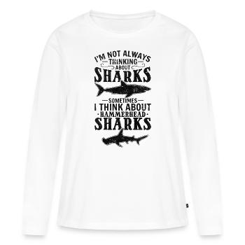 Great White Shark Fish Ich denke nicht immer an - Frauen Premium Bio Langarmshirt - Weiß - Vorne - Julia (174cm)