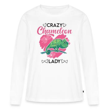 Crazy Chameleon Mme Crazy Chameleon lady - T-shirt manches longues Premium bio Femme - blanc - Devant - Julia (174cm)