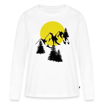 Gebirge Mond Gipfel Fichten Nadelbaum Tannen Natur - Frauen Premium Bio Langarmshirt - Weiß - Vorne - Julia (174cm)