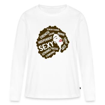 Afro Fille - T-shirt manches longues Premium bio Femme - blanc - Devant - Julia (174cm)