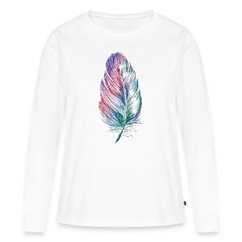 Federn - Frauen Premium Bio Langarmshirt - Weiß - Vorne - Julia (174cm)