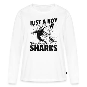 Great White Shark Ich bin nur ein Junge, der Haie - Frauen Premium Bio Langarmshirt - Weiß - Vorne - Julia (174cm)