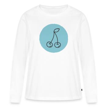 Kirsche - Frauen Premium Bio Langarmshirt - Weiß - Vorne - Julia (174cm)