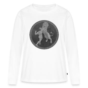 Hercule Héros grec, Bataille avec le lion - T-shirt manches longues Premium bio Femme - blanc - Devant - Julia (174cm)