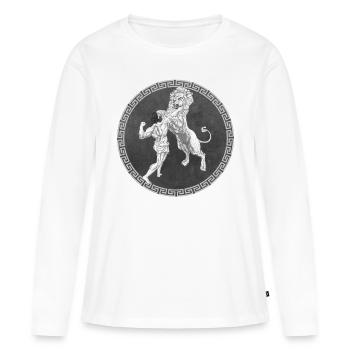 Hercule Héros grec, Bataille avec le lion - T-shirt manches longues Premium bio Femme - blanc - Devant - Julia (174cm)
