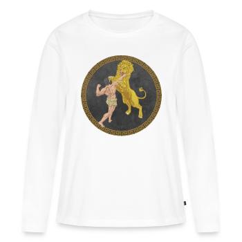Hercule Héros grec, Bataille avec le lion - T-shirt manches longues Premium bio Femme - blanc - Devant - Julia (174cm)