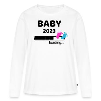 Baby 2023 Pregnancy Mother Mom Idea - Women's Premium Organic Long Sleeve Shirt - white - Front - Julia (174cm)
