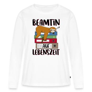 Beamtin auf Lebenszeit Beamten Spruch Faultier - Frauen Premium Bio Langarmshirt - Weiß - Vorne - Julia (174cm)