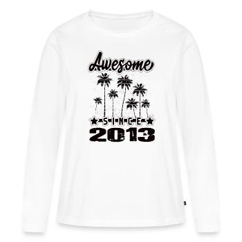 Awesome Since 2013 - Frauen Premium Bio Langarmshirt - Weiß - Vorne - Julia (174cm)