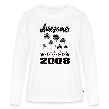 Awesome Since 2008 - Frauen Premium Bio Langarmshirt - Weiß - Vorne - Julia (174cm)