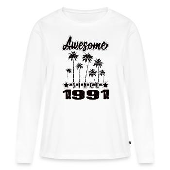 Awesome Since 1991 - Frauen Premium Bio Langarmshirt - Weiß - Vorne - Julia (174cm)