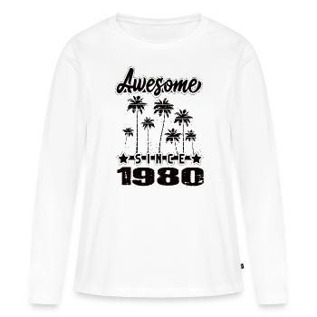Awesome Since 1980 - Frauen Premium Bio Langarmshirt - Weiß - Vorne - Julia (174cm)