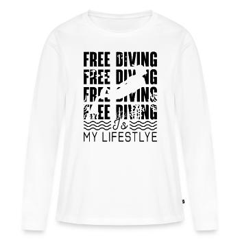 Apnée Apnée Apnée Apnée Idée Cadeau - T-shirt manches longues Premium bio Femme - blanc - Devant - Julia (174cm)