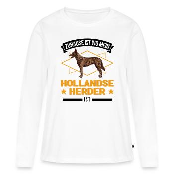 Zuhause ist wo mein Hollandse Herder ist - Frauen Premium Bio Langarmshirt - Weiß - Vorne - Julia (174cm)