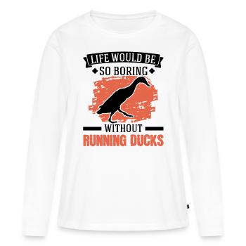 Indian Running Gift Running Duck - Women's Premium Organic Long Sleeve Shirt - white - Front - Julia (174cm)