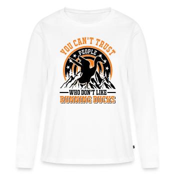 Indian Running Gift Running Duck - Women's Premium Organic Long Sleeve Shirt - white - Front - Julia (174cm)