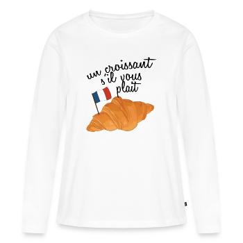 Un Croissant Sil Vous Plait - croissant Français - T-shirt manches longues Premium bio Femme - blanc - Devant - Julia (174cm)