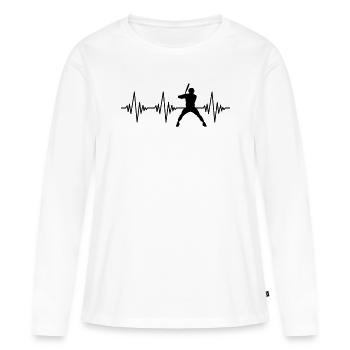 Battement de cœur de baseball - T-shirt manches longues Premium bio Femme - blanc - Devant - Julia (174cm)