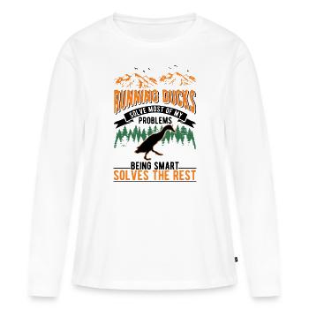 Indian Running Gift Running Duck - Women's Premium Organic Long Sleeve Shirt - white - Front - Julia (174cm)