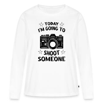 Photographie Aujourd’hui, je vais photographier quelqu’un, - T-shirt manches longues Premium bio Femme - blanc - Devant - Julia (174cm)