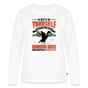 Indian Running Gift Running Duck - Women's Premium Organic Long Sleeve Shirt - white - Front - Julia (174cm)