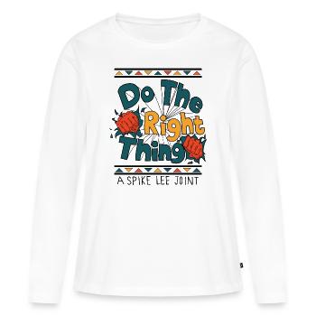 Faites la bonne chose Un sweat-shirt Spike Lee Joint - T-shirt manches longues Premium bio Femme - blanc - Devant - Julia (174cm)