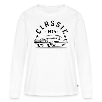 Klassisch 1974. - Frauen Premium Bio Langarmshirt - Weiß - Vorne - Julia (174cm)