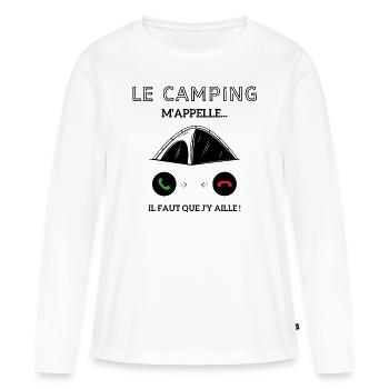 le campagne m'appelle il faut que j'y aille! - T-shirt manches longues Premium bio Femme - blanc - Devant - Julia (174cm)