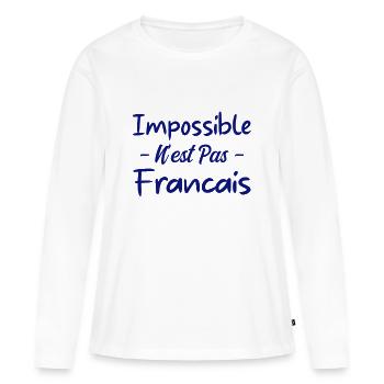 Impossible n est pas francais - T-shirt manches longues Premium bio Femme - blanc - Devant - Julia (174cm)