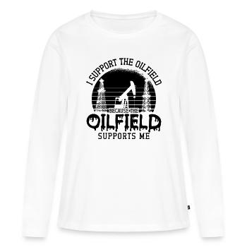 Travailleurs des champs pétrolifères Je soutiens la plate-forme pétrolière - T-shirt manches longues Premium bio Femme - blanc - Devant - Julia (174cm)