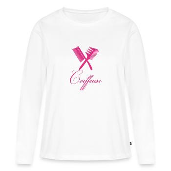 je suis coiffeuse - T-shirt manches longues Premium bio Femme - blanc - Devant - Julia (174cm)