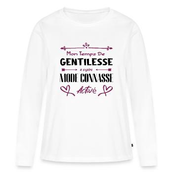 Mon temps de gentillesse a expiré - T-shirt manches longues Premium bio Femme - blanc - Devant - Julia (174cm)