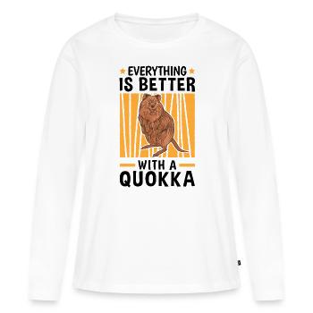 Alles ist besser mit Quokka Beuteltier - Frauen Premium Bio Langarmshirt - Weiß - Vorne - Julia (174cm)