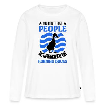Indian Running Gift Running Duck - Women's Premium Organic Long Sleeve Shirt - white - Front - Julia (174cm)