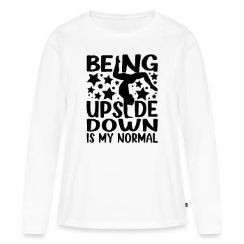 Drôle de cadeau de gymnaste être à l’envers est ma normalité - T-shirt manches longues Premium bio Femme - blanc - Devant - Julia (174cm)