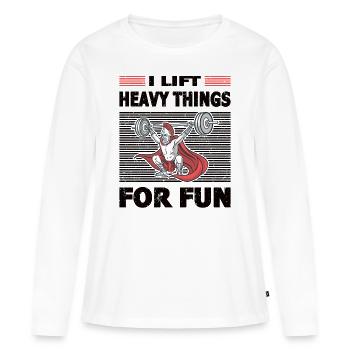 Strongman heavy things sport fitness bodybuilding - Frauen Premium Bio Langarmshirt - Weiß - Vorne - Julia (174cm)