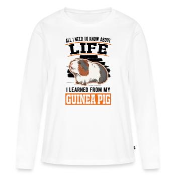 Cadeau Cochon d’Inde Cochon d’Inde Cochon d’Inde - T-shirt manches longues Premium bio Femme - blanc - Devant - Julia (174cm)