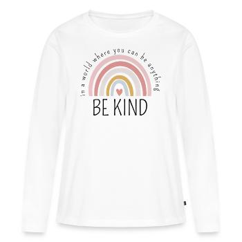 SOYEZ GENTIL - T-shirt manches longues Premium bio Femme - blanc - Devant - Julia (174cm)