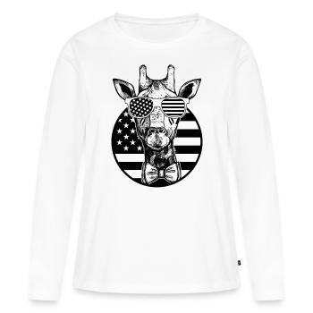 Girafe Drapeau américain Girafe Drapeau américain Girafe - T-shirt manches longues Premium bio Femme - blanc - Devant - Julia (174cm)