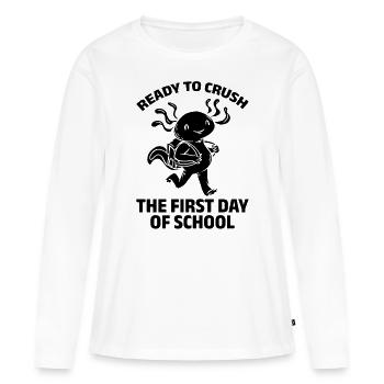 Prêt à écraser le premier jour d’école - T-shirt manches longues Premium bio Femme - blanc - Devant - Julia (174cm)