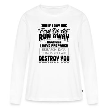 Débatteur de discours et de débats - T-shirt manches longues Premium bio Femme - blanc - Devant - Julia (174cm)