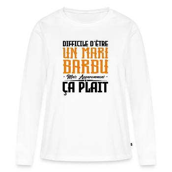 mari barbu, citations barbe, cadeau mari - T-shirt manches longues Premium bio Femme - blanc - Devant - Julia (174cm)